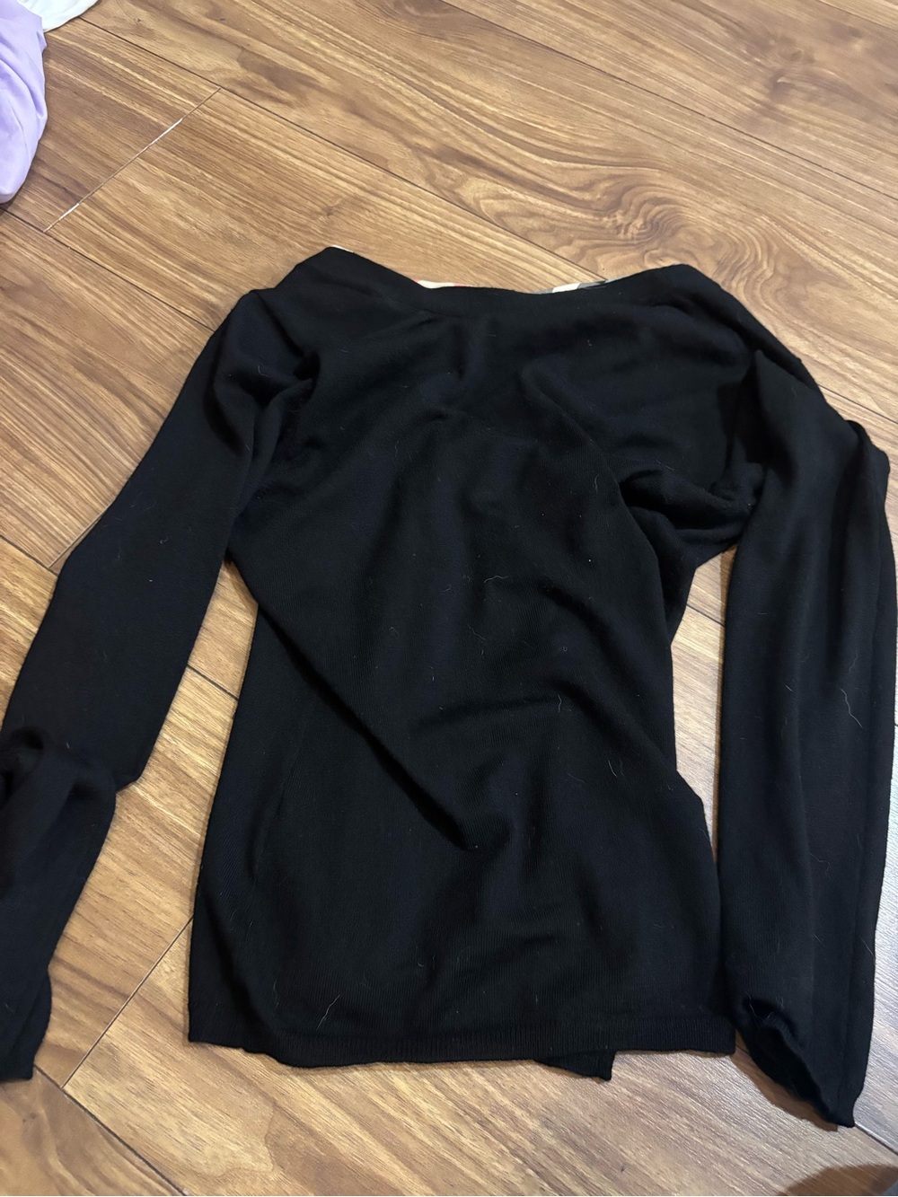 Burberry Black Button-Front Cardigan with Signature Trim - Picture 9 of 9